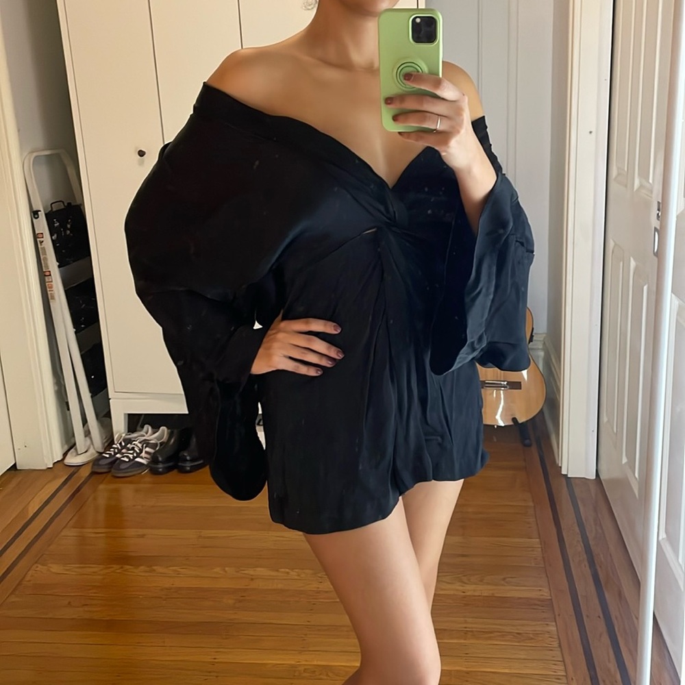 Acler Kimono style satin mini dress.